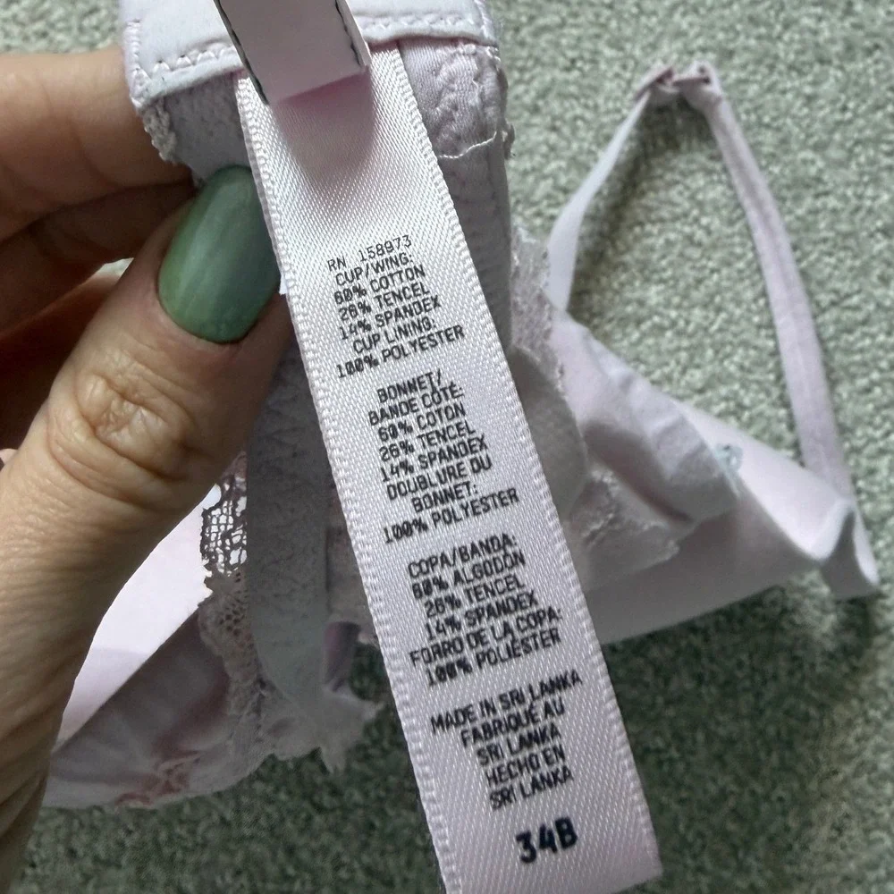 Skims Pink Bra Size 34B Pink Lace Trim - Picture 2 of 5